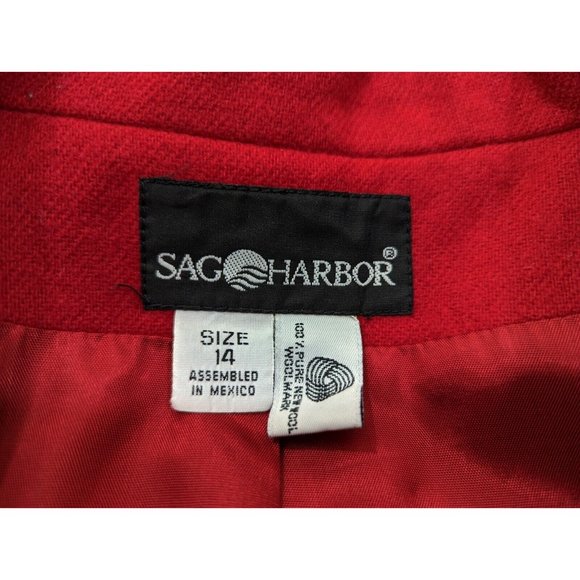 Vintage 90s Jacket Red Wool Blend Blazer Misses Size 14 - Picture 5 of 6